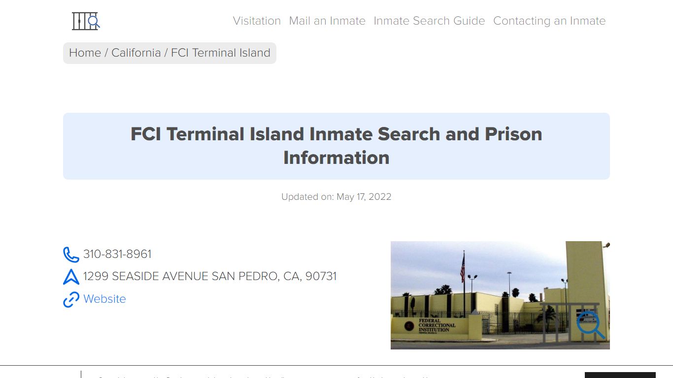 FCI Terminal Island Inmate Search, Visitation, Phone no ...